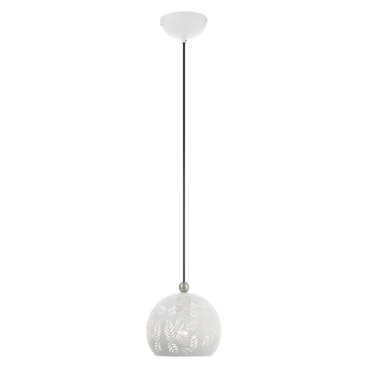 Livex Chantilly 49541-03 Pendant Light - White w/ Brushed Nickels