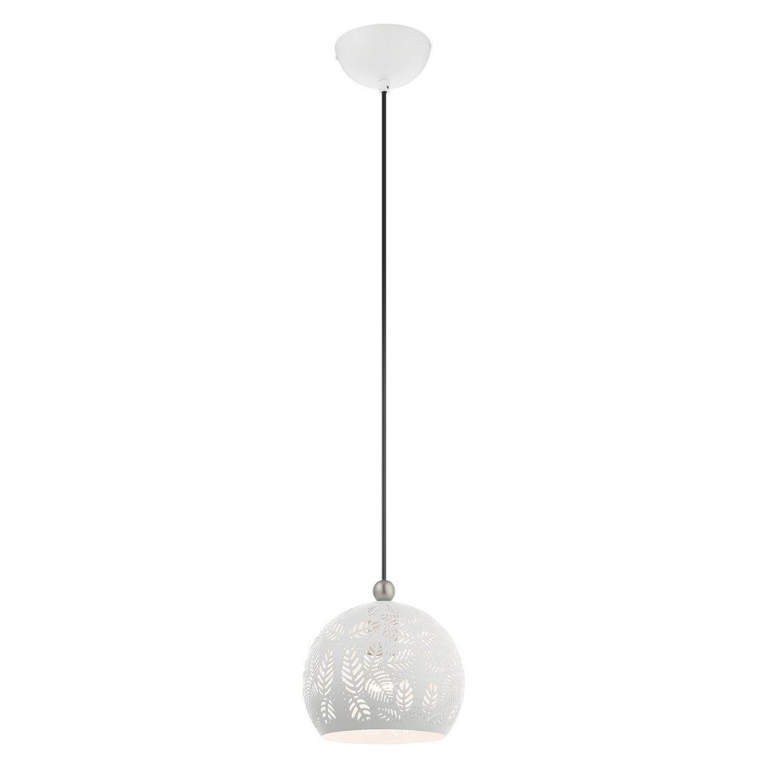 Livex Chantilly 49541-03 Pendant Light - White w/ Brushed Nickels