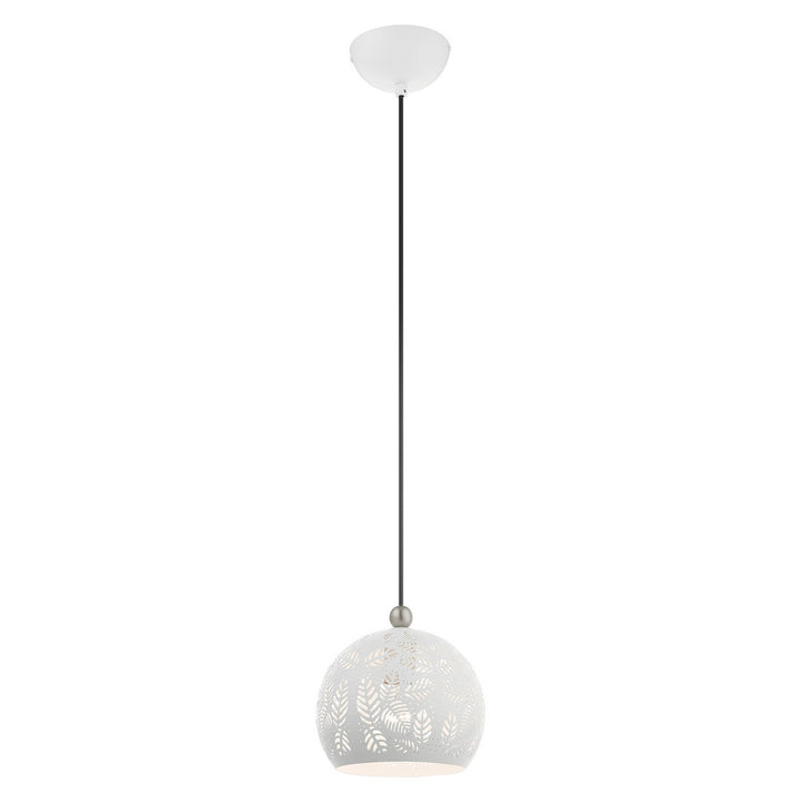 Livex Chantilly 49541-03 Pendant Light - White w/ Brushed Nickels