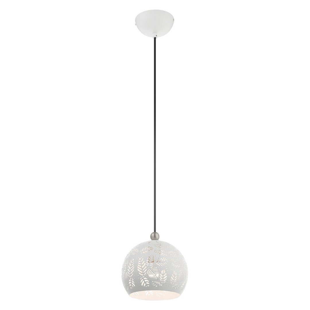 Livex Chantilly 49541-03 Pendant Light - White w/ Brushed Nickels