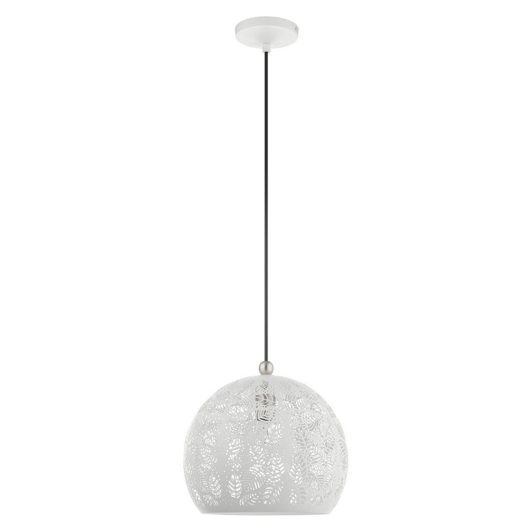 Livex Chantilly 49542-03 Pendant Light - White w/ Brushed Nickels