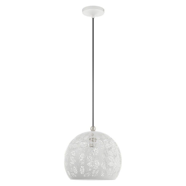 Livex Chantilly 49542-03 Pendant Light - White w/ Brushed Nickels