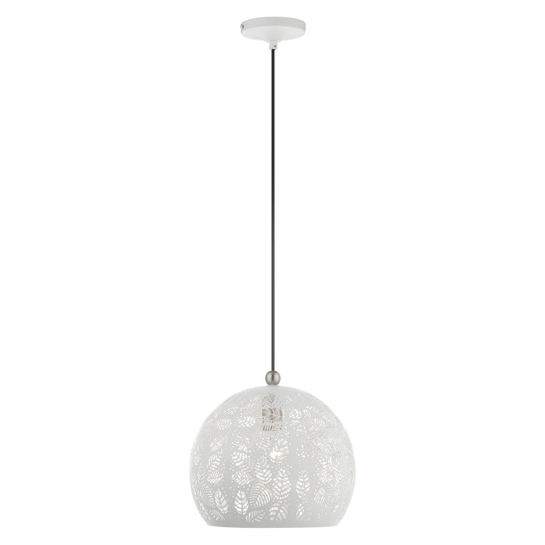 Livex Chantilly 49542-03 Pendant Light - White w/ Brushed Nickels