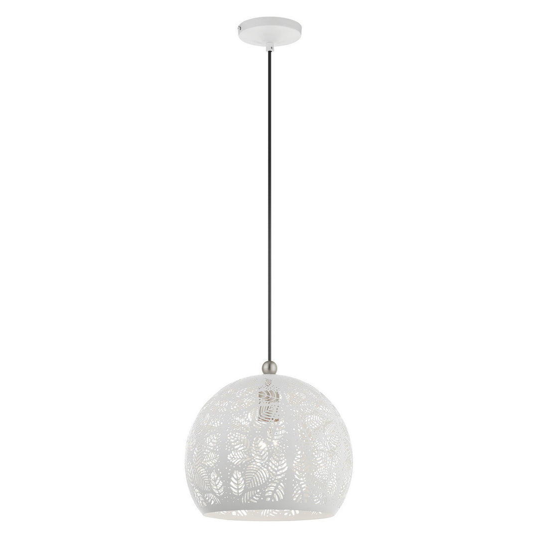 Livex Chantilly 49542-03 Pendant Light - White w/ Brushed Nickels
