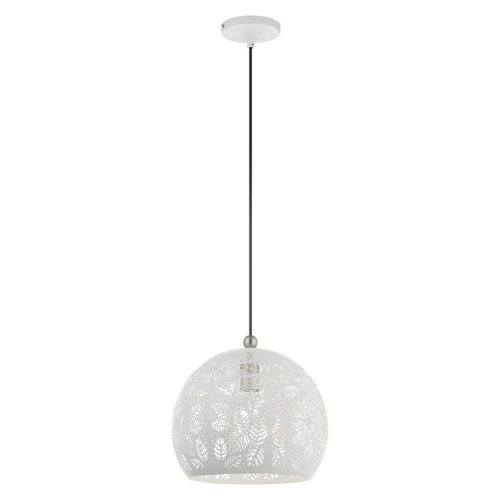 Livex Chantilly 49542-03 Pendant Light - White w/ Brushed Nickels