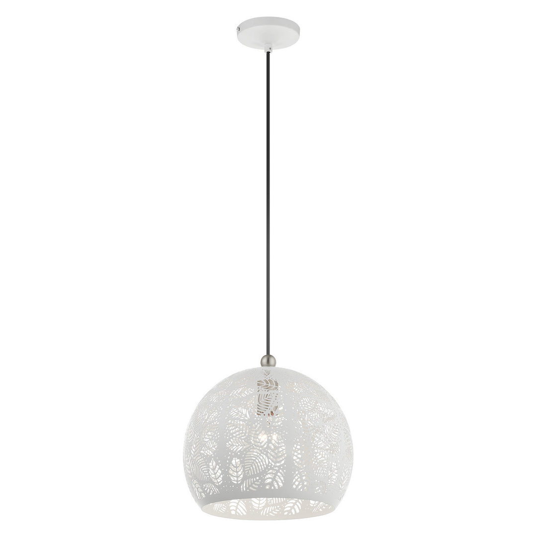 Livex Chantilly 49542-03 Pendant Light - White w/ Brushed Nickels