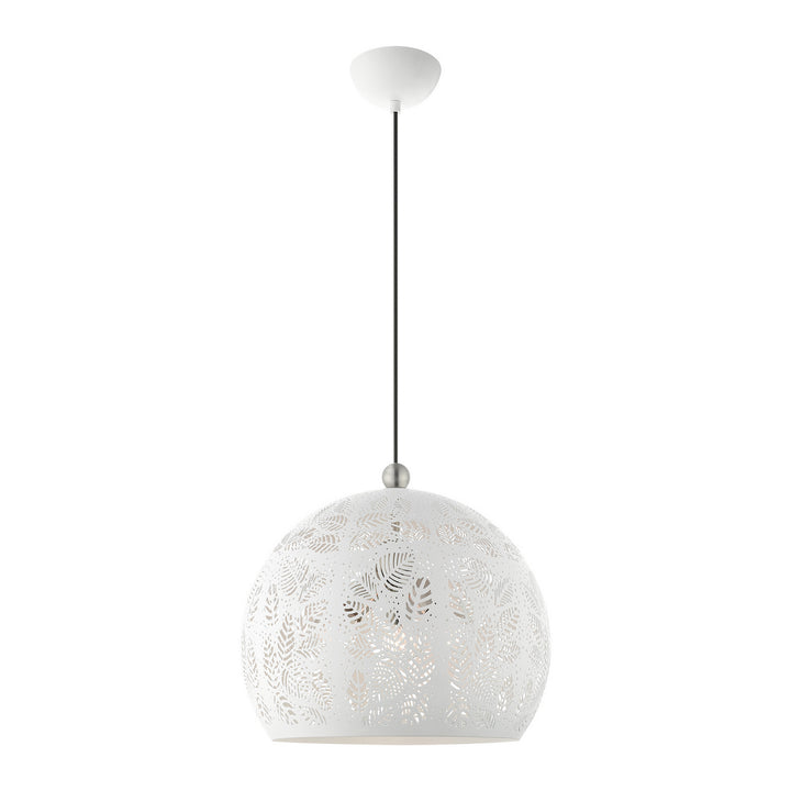 Livex Chantilly 49543-03 Pendant Light - White w/ Brushed Nickels