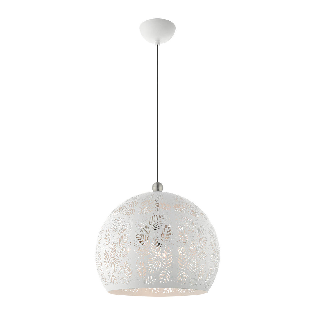 Livex Chantilly 49543-03 Pendant Light - White w/ Brushed Nickels