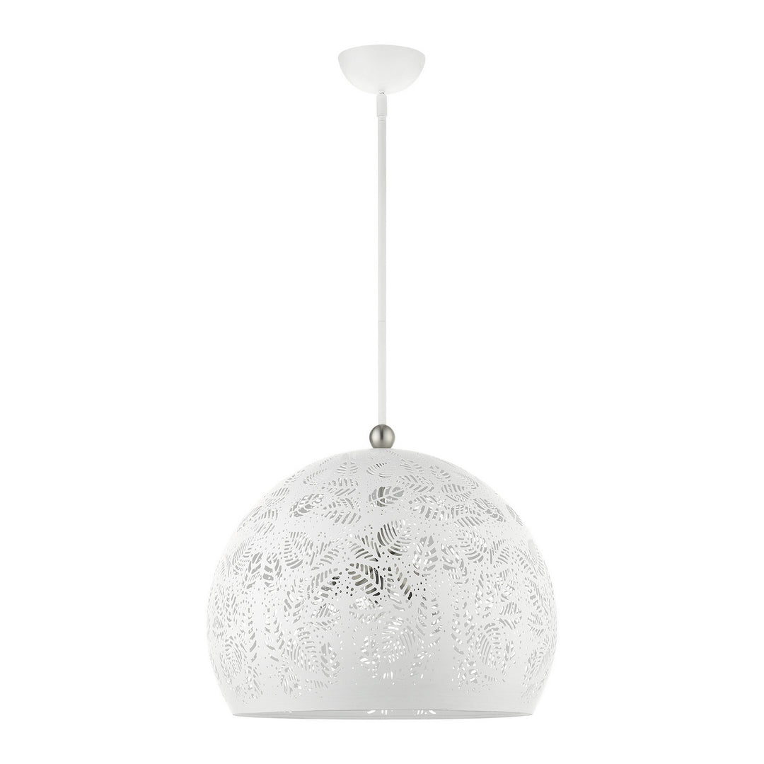 Livex Chantilly 49544-03 Pendant Light - White w/ Brushed Nickels