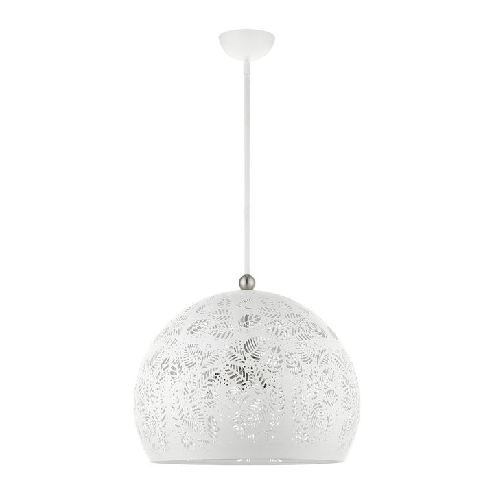 Livex Chantilly 49544-03 Pendant Light - White w/ Brushed Nickels