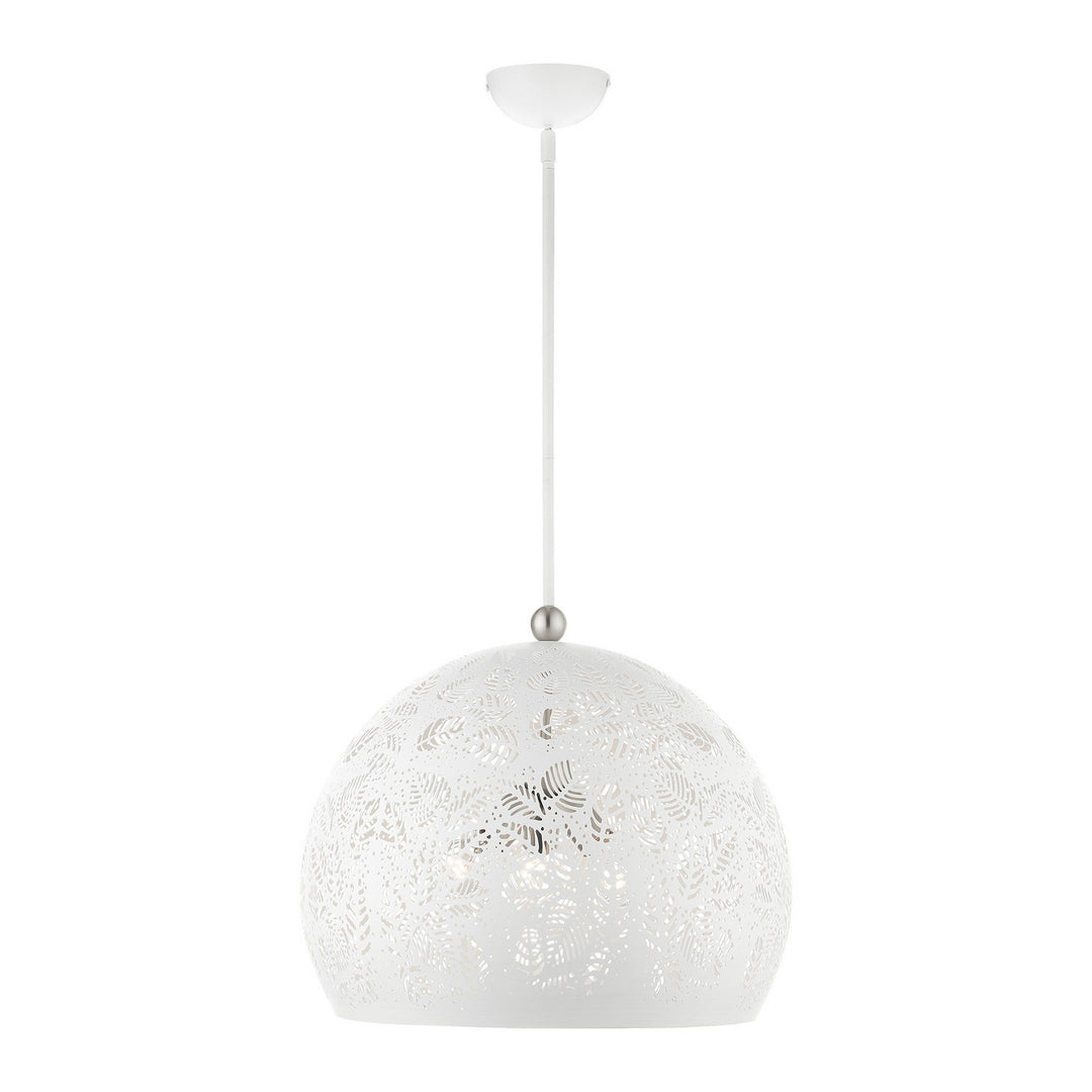 Livex Chantilly 49544-03 Pendant Light - White w/ Brushed Nickels