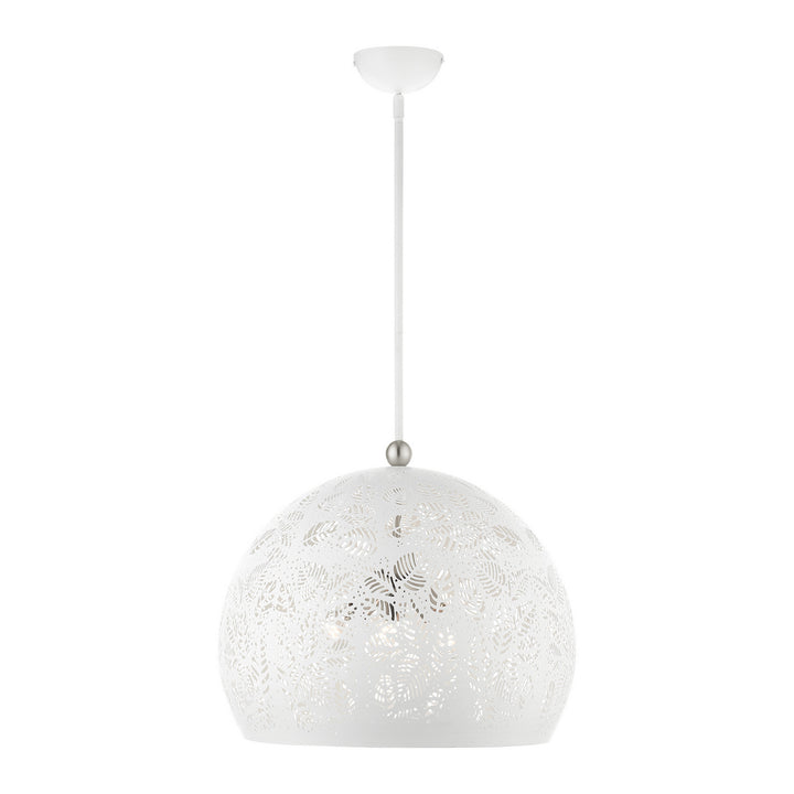 Livex Chantilly 49544-03 Pendant Light - White w/ Brushed Nickels