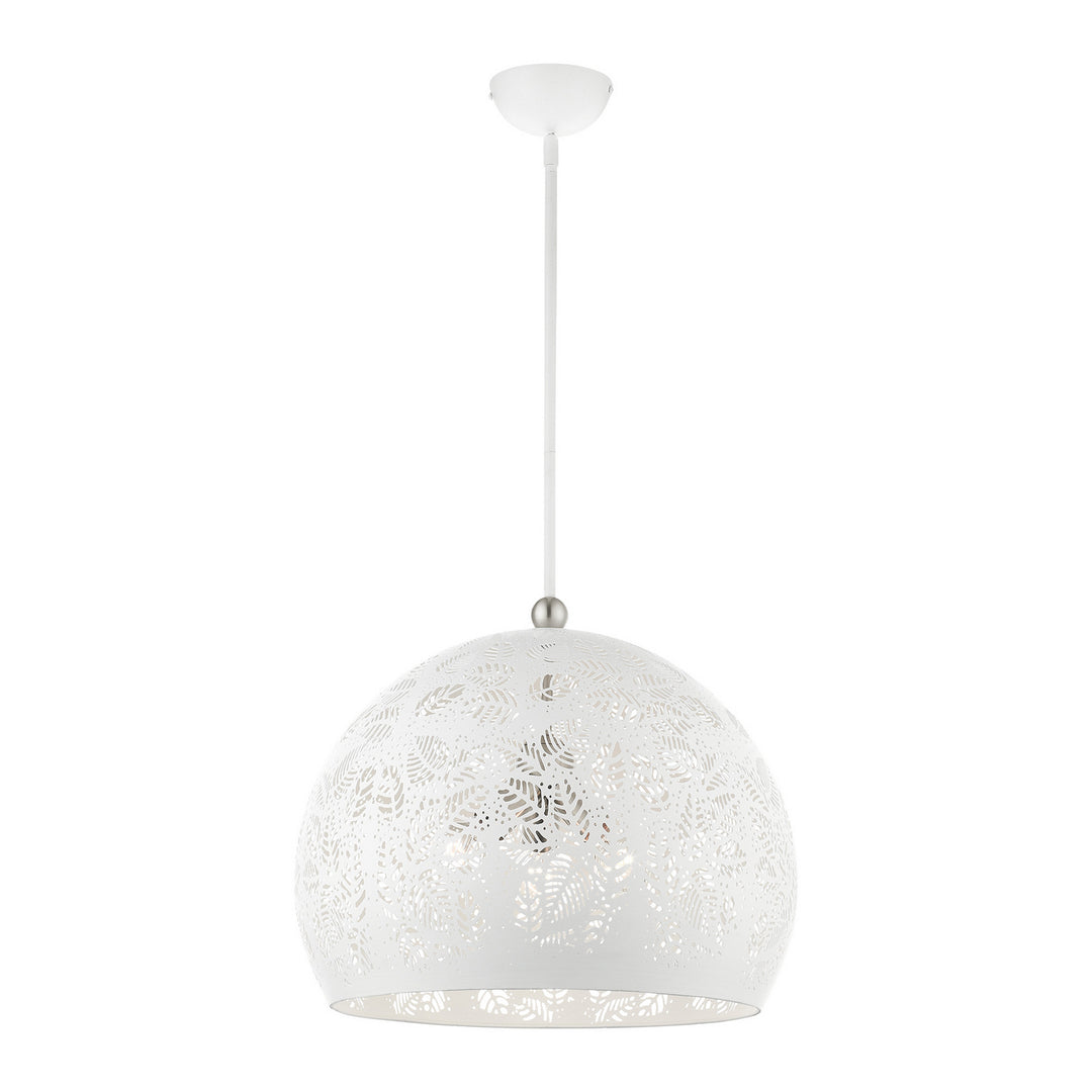 Livex Chantilly 49544-03 Pendant Light - White w/ Brushed Nickels