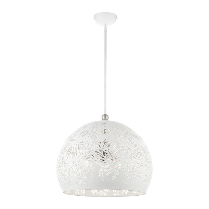 Livex Chantilly 49544-03 Pendant Light - White w/ Brushed Nickels