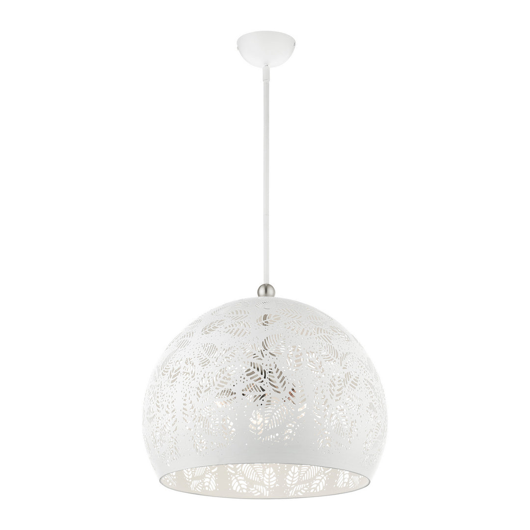 Livex Chantilly 49544-03 Pendant Light - White w/ Brushed Nickels