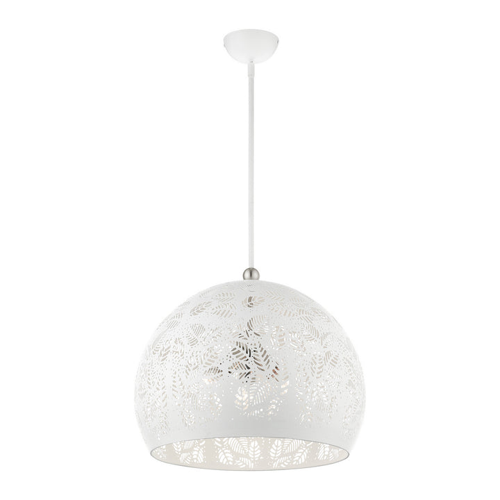 Livex Chantilly 49544-03 Pendant Light - White w/ Brushed Nickels