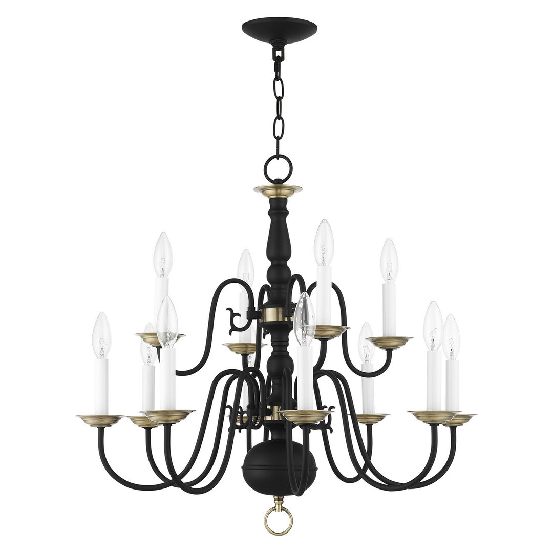 Livex Williamsburg 5012-04 Chandelier Light - Black w/ Antique Brasss