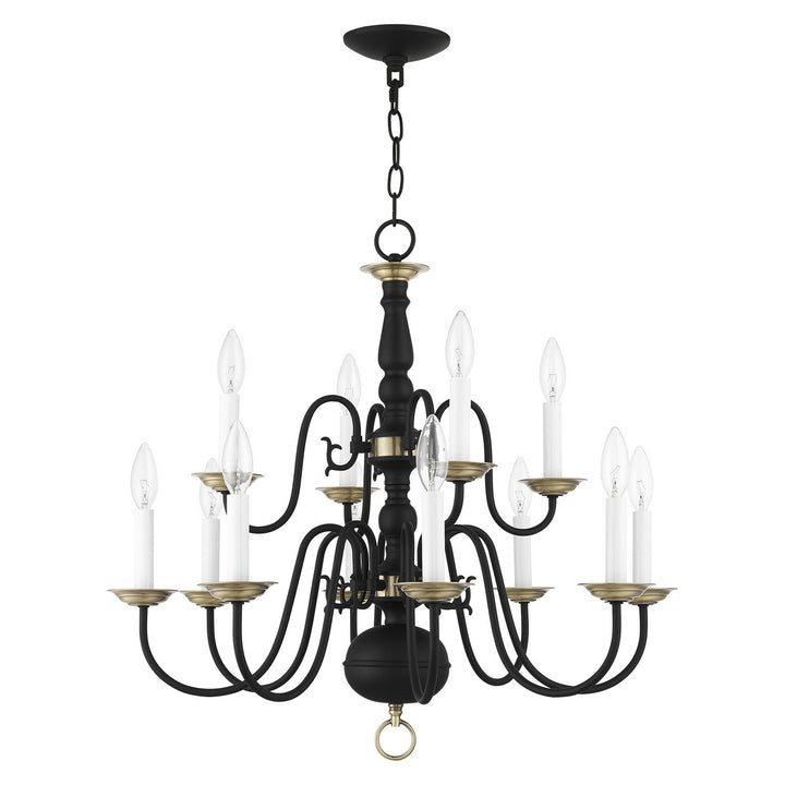 Livex Williamsburg 5012-04 Chandelier Light - Black w/ Antique Brasss