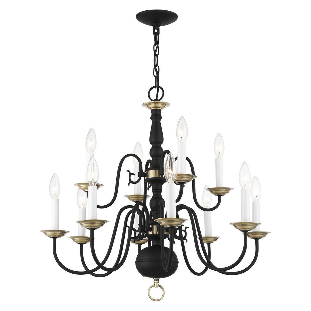 Livex Williamsburg 5012-04 Chandelier Light - Black w/ Antique Brasss