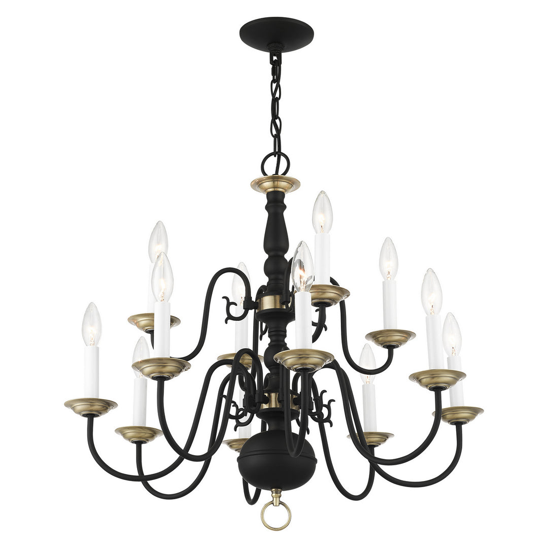 Livex Williamsburg 5012-04 Chandelier Light - Black w/ Antique Brasss
