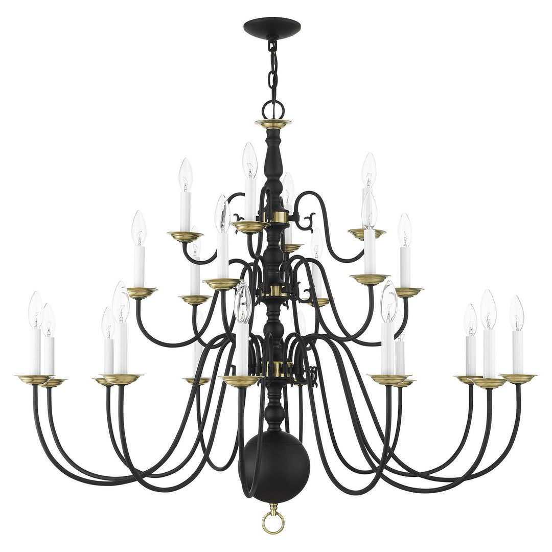 Livex Williamsburg 5015-04 Chandelier Light - Black w/ Antique Brasss