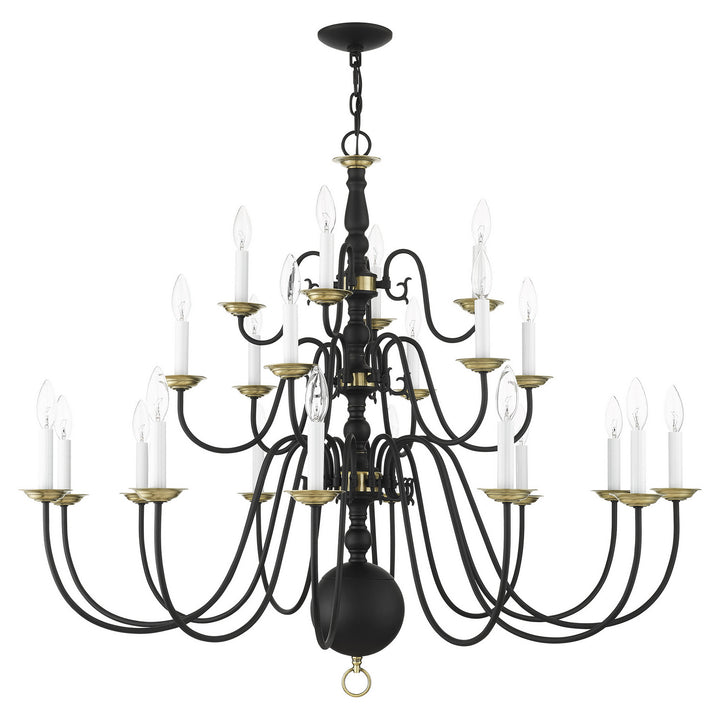 Livex Williamsburg 5015-04 Chandelier Light - Black w/ Antique Brasss