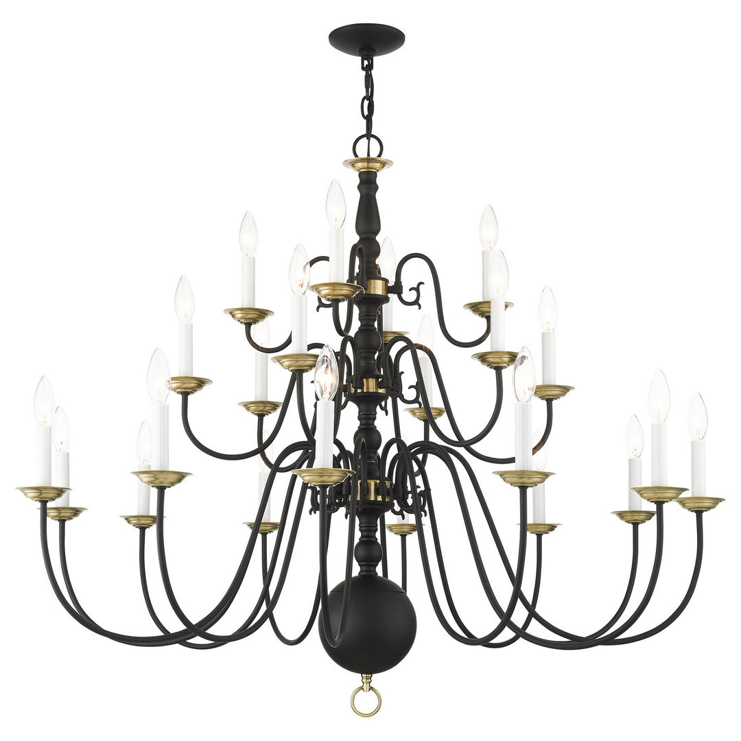 Livex Williamsburg 5015-04 Chandelier Light - Black w/ Antique Brasss