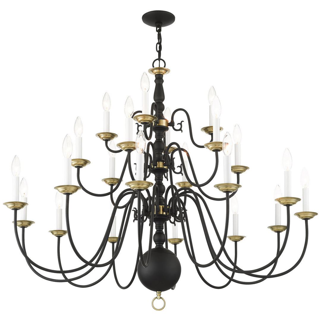 Livex Williamsburg 5015-04 Chandelier Light - Black w/ Antique Brasss