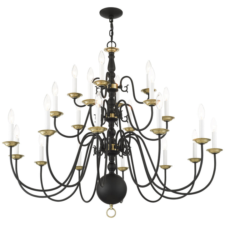 Livex Williamsburg 5015-04 Chandelier Light - Black w/ Antique Brasss