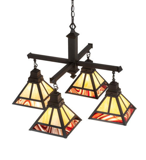 Meyda Tiffany T" Mission" 224357 Chandelier Light - Craftsman Brown,Oil Rubbed Bronze