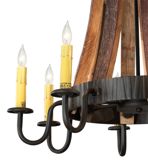 Meyda Tiffany Barrel Stave 224987 Chandelier Light - Natural Wood,Oil Rubbed Bronze
