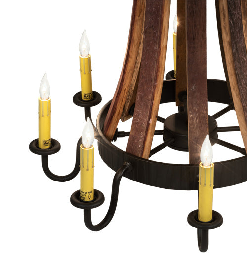 Meyda Tiffany Barrel Stave 224987 Chandelier Light - Natural Wood,Oil Rubbed Bronze
