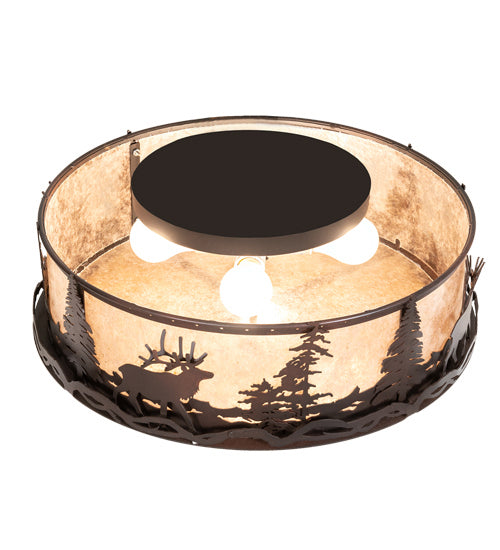 Meyda Tiffany Elk At Dusk 225429 Ceiling Light - Wrought Iron
