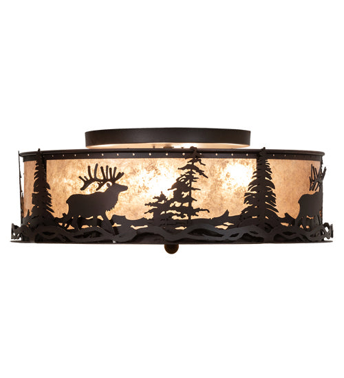 Meyda Tiffany Elk At Dusk 225429 Ceiling Light - Wrought Iron