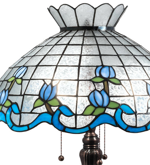 Meyda Tiffany Lighting 140466 Roseborder Three Light Table Lamp Lamp Bronze / Dark