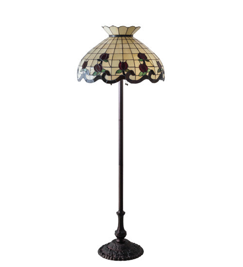 Meyda Tiffany Lighting 228098 Roseborder Three Light Floor Lamp Lamp Bronze / Dark