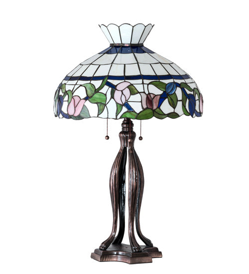 Meyda Tiffany Lighting 228803 Rose Vine Three Light Table Lamp Lamp Bronze / Dark