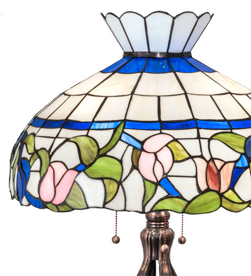 Meyda Tiffany Lighting 228803 Rose Vine Three Light Table Lamp Lamp Bronze / Dark