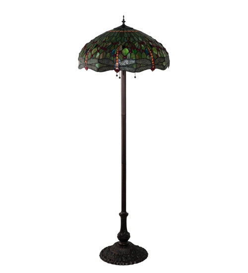 Meyda Tiffany Lighting 36501 Tiffany Hanginghead Dragonfly Three Light Floor Lamp Lamp Bronze / Dark