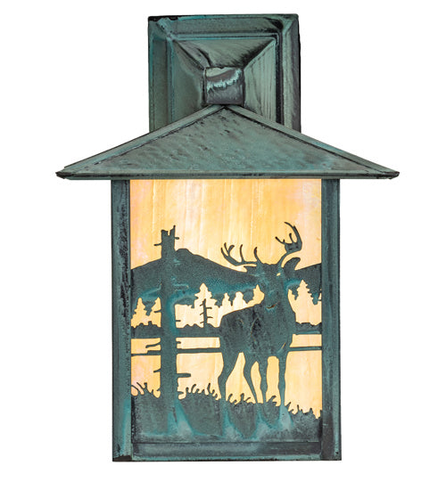 Meyda Tiffany Lighting 39867 Seneca One Light Wall Sconce Outdoor Verde