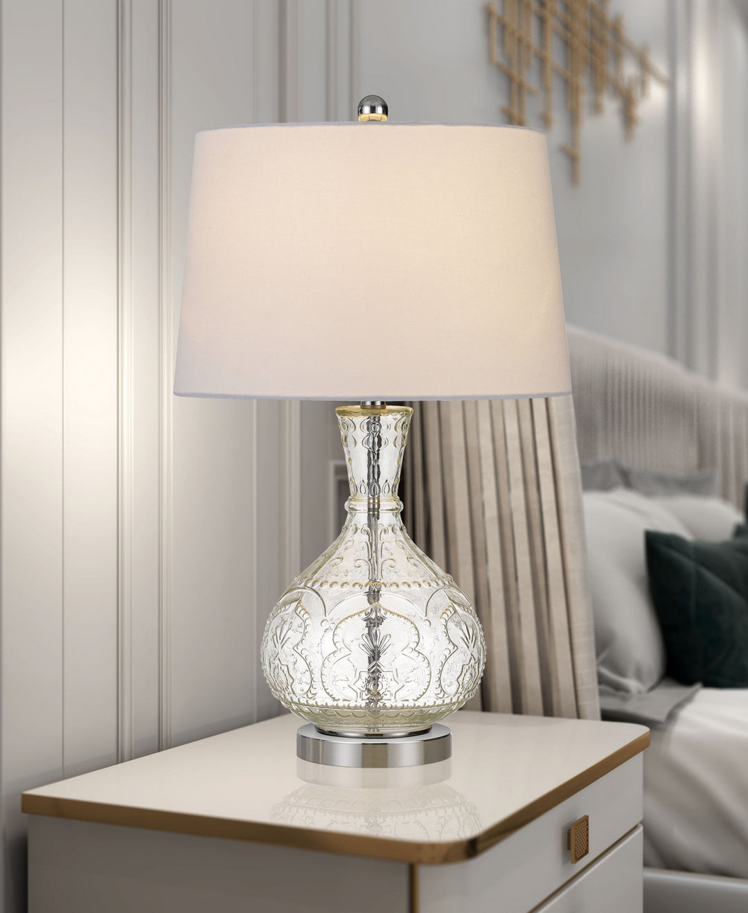 Cal Lighting BO-2916TB Nador One Light Table Lamp Lamp Pewter, Nickel, Silver