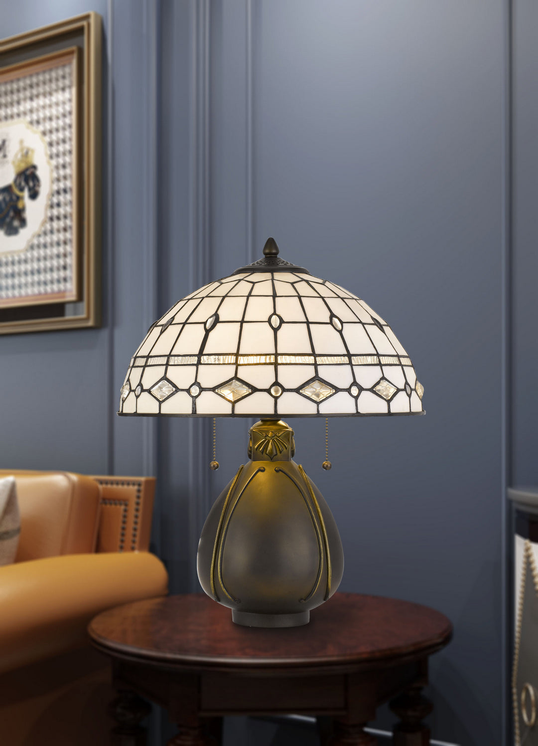 Cal Lighting BO-2942TB Tiffany Two Light Table Lamp Lamp Bronze / Dark