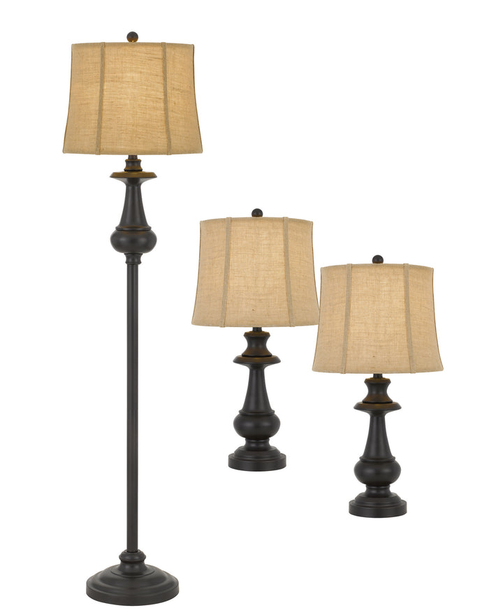 Cal Lighting BO-2962-3 3 Pc Package Table And Floor Lamp Lamp Bronze / Dark