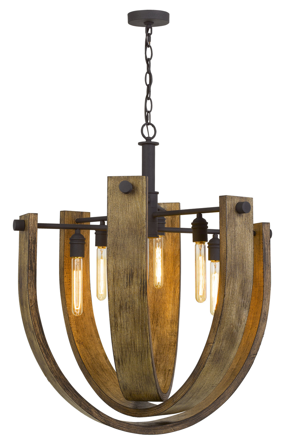 Cal Padova FX-3729-6 Chandelier Light - Light Oak/Iron