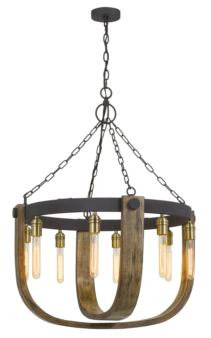 Cal Apulia FX-3730-8 Chandelier Light - Light Oak/Iron