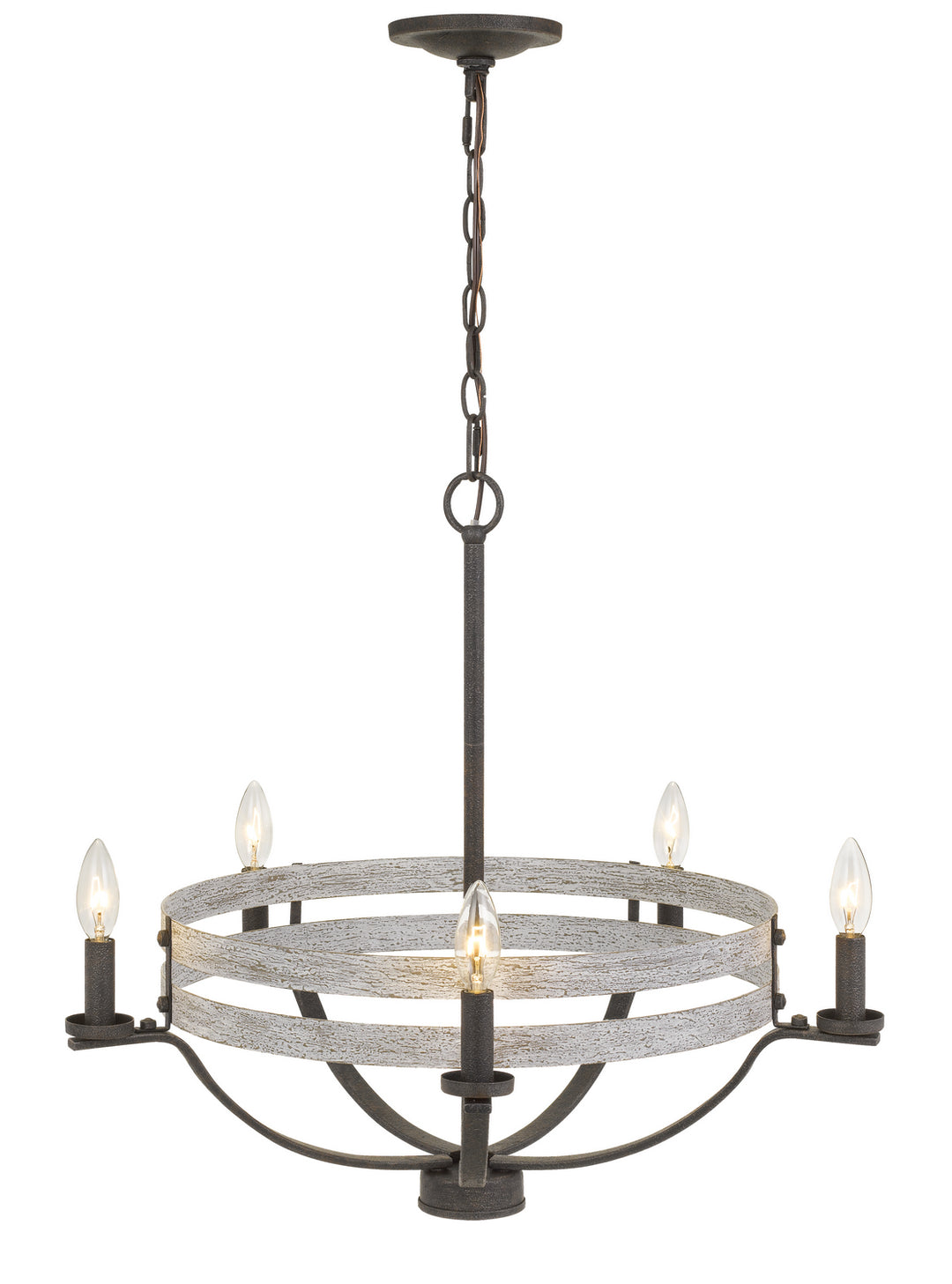 Cal Brig FX-3733-5 Chandelier Light - Natural Wood/Iron