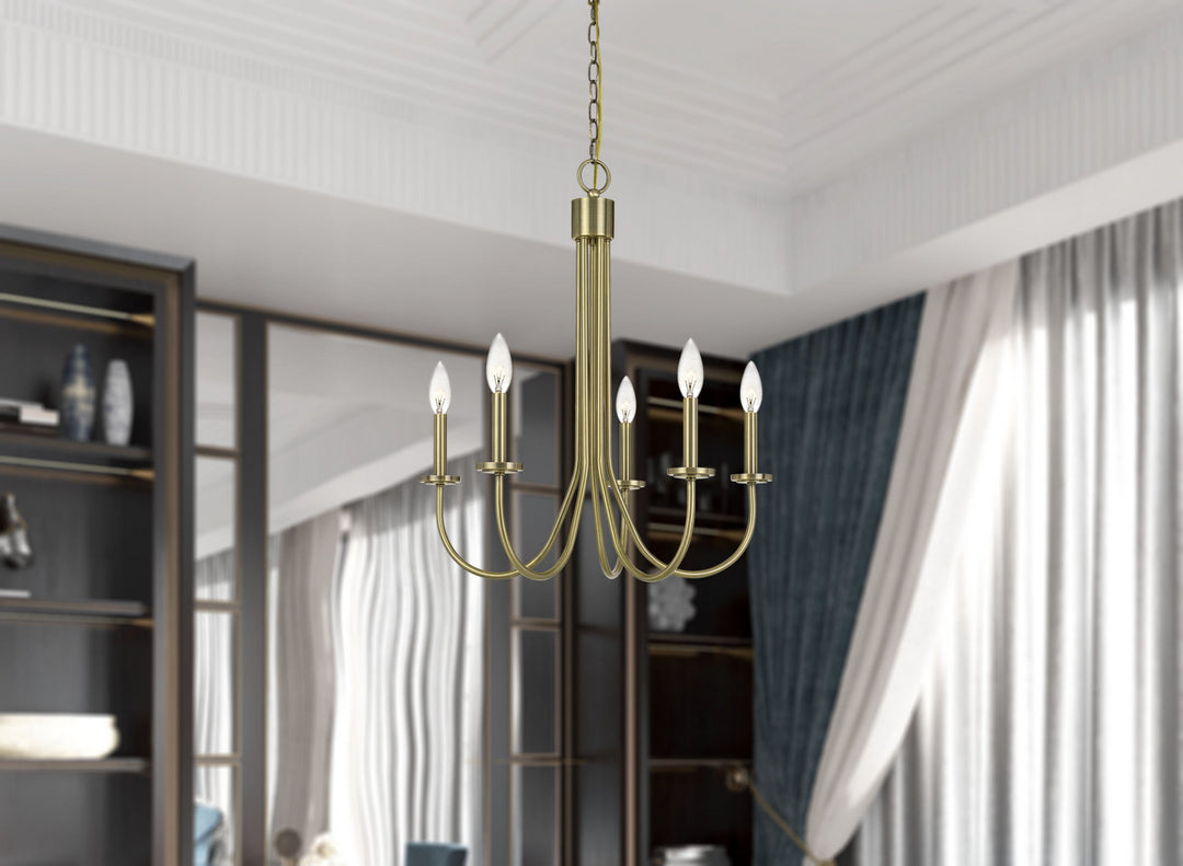 Cal Spiez FX-3736-5 Chandelier Light - Antique Brass