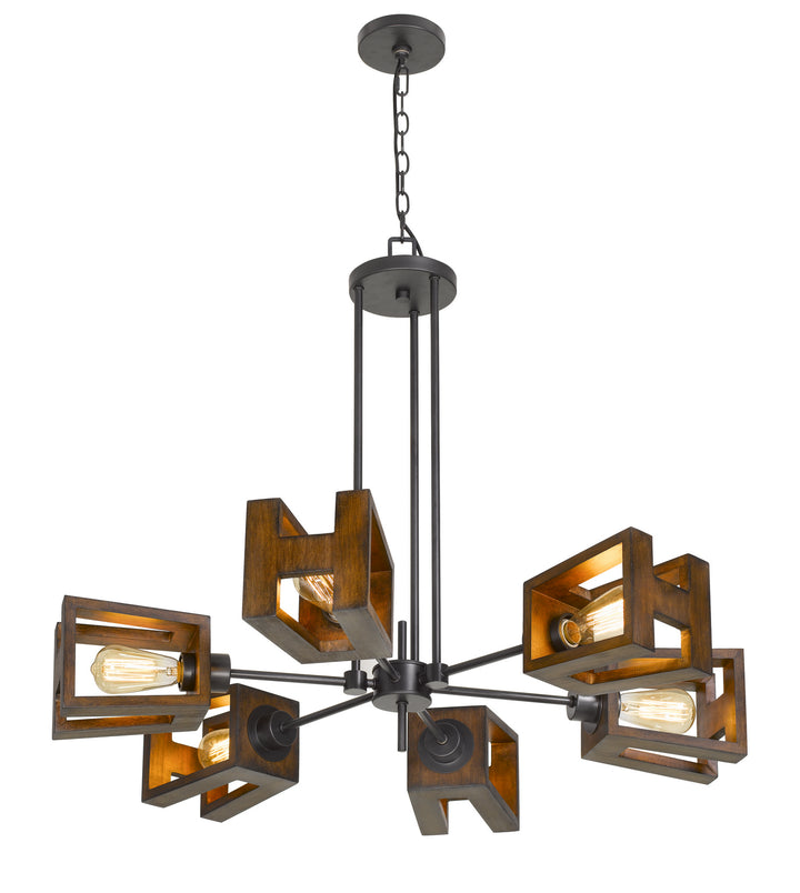 Cal Biel FX-3739-6 Chandelier Light - Wood/Iron