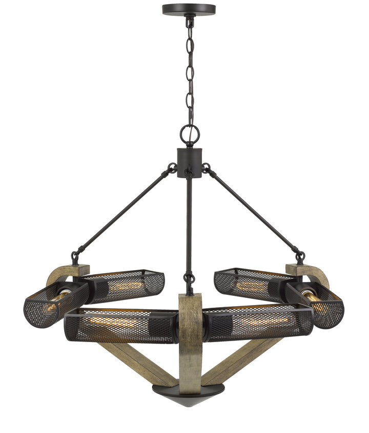 Cal Baden FX-3740-6 Chandelier Light - Wood/Iron