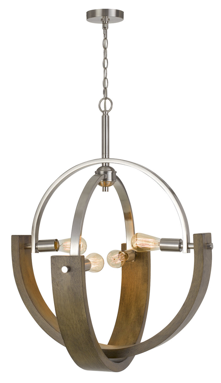 Cal Rauma FX-3741-4 Chandelier Light - Wood/Brushed Steel